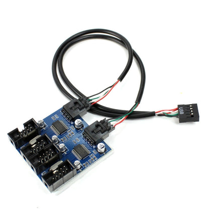 9 Pin USB Header ชาย 1 ถึง 4 หญิงสายเคเบิลต่อขยายการ์ด
