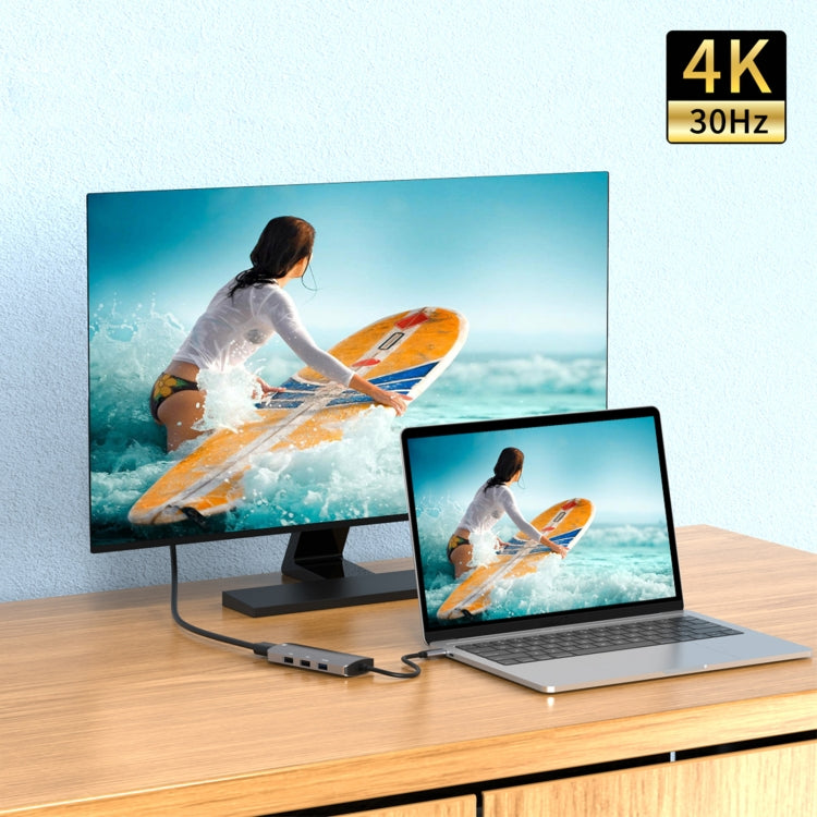 UC912 4 in 1 4K 30Hz USB 3.0 + 2 x USB 2.0 เป็น USB-C / Type-C อะแดปเตอร์ฮับมัลติฟังก์ชั่น, UC912 USB 3.0 + 2 x USB 2.0