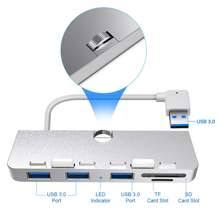 Rocketek สำหรับ iMac USB3.0 x 3 + SD / TF แท่นขยาย HUB มัลติฟังก์ชั่น, USB3.0 x 3 + SD / TF