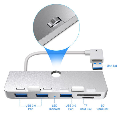 Rocketek สำหรับ iMac USB3.0 x 3 + SD / TF แท่นขยาย HUB มัลติฟังก์ชั่น, USB3.0 x 3 + SD / TF