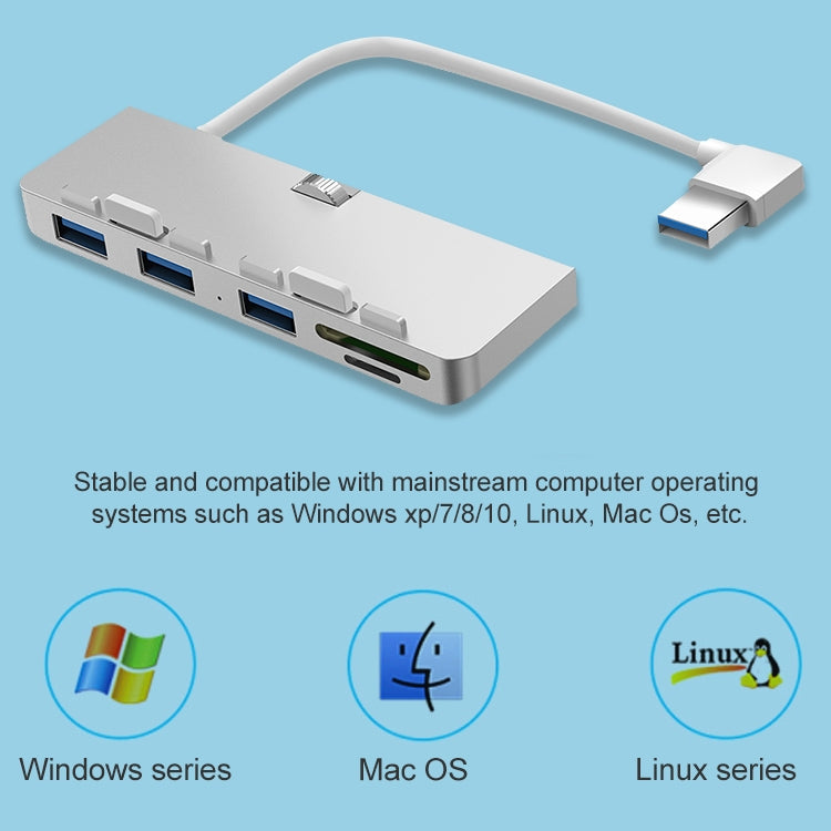 Rocketek สำหรับ iMac USB3.0 x 3 + SD / TF แท่นขยาย HUB มัลติฟังก์ชั่น, USB3.0 x 3 + SD / TF