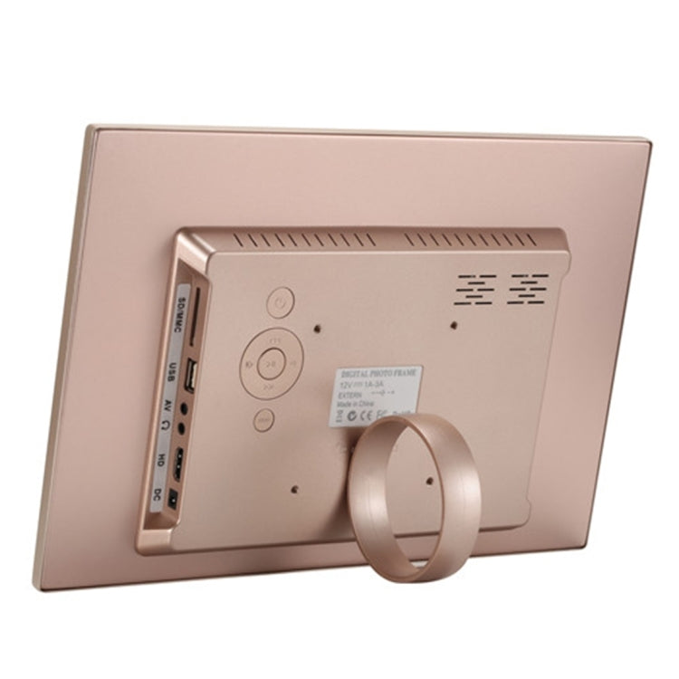 HSD1303 กรอบรูปดิจิตอลจอแสดงผลความละเอียดสูง LED 1280x800 ขนาด 13.3 นิ้วพร้อมตัวยึดและรีโมทคอนโทรล รองรับการ์ด SD / MMC / MS / พอร์ต USB ปลั๊ก UK (สีทอง), HSD1303 13.3 inch
