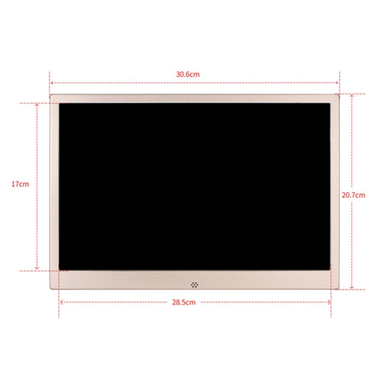HSD1303 กรอบรูปดิจิตอลจอแสดงผลความละเอียดสูง LED 1280x800 ขนาด 13.3 นิ้วพร้อมตัวยึดและรีโมทคอนโทรล รองรับการ์ด SD / MMC / MS / พอร์ต USB ปลั๊ก UK (สีทอง), HSD1303 13.3 inch