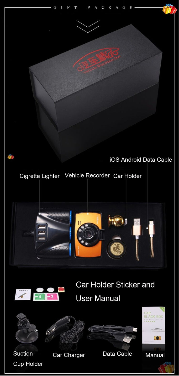 Generalplus 720P VGA 2.4 นิ้วหน้าจอแสดงผล LCD เครื่องบันทึกภาพในรถยนต์, รองรับการบันทึกแบบวนซ้ำ / การตรวจจับการเคลื่อนไหว / ฟังก์ชั่นการมองเห็นตอนกลางคืน, 2.4 inch