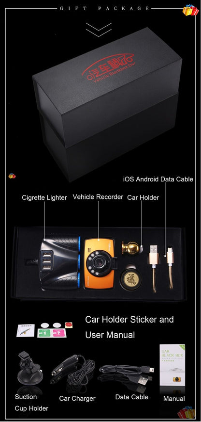 Generalplus 720P VGA 2.4 นิ้วหน้าจอแสดงผล LCD เครื่องบันทึกภาพในรถยนต์, รองรับการบันทึกแบบวนซ้ำ / การตรวจจับการเคลื่อนไหว / ฟังก์ชั่นการมองเห็นตอนกลางคืน, 2.4 inch