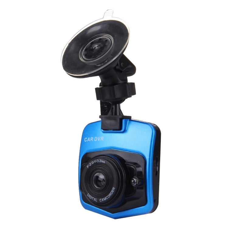 VGA 480P กล้องวิดีโอในรถยนต์ DVR เครื่องบันทึกการขับขี่กล้องวิดีโอดิจิตอลเครื่องบันทึกเสียงพร้อมหน้าจอแสดงผล LCD ขนาด 2.4 นิ้วรองรับการ์ด Micro TF ขนาด 32GB และฟังก์ชั่นอินฟราเรด Night Vision (สีดำ + น้ำเงิน), 2.4 inch LCD