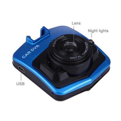 VGA 480P กล้องวิดีโอในรถยนต์ DVR เครื่องบันทึกการขับขี่กล้องวิดีโอดิจิตอลเครื่องบันทึกเสียงพร้อมหน้าจอแสดงผล LCD ขนาด 2.4 นิ้วรองรับการ์ด Micro TF ขนาด 32GB และฟังก์ชั่นอินฟราเรด Night Vision (สีดำ + น้ำเงิน), 2.4 inch LCD