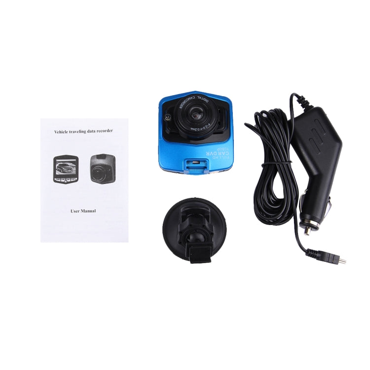 VGA 480P กล้องวิดีโอในรถยนต์ DVR เครื่องบันทึกการขับขี่กล้องวิดีโอดิจิตอลเครื่องบันทึกเสียงพร้อมหน้าจอแสดงผล LCD ขนาด 2.4 นิ้วรองรับการ์ด Micro TF ขนาด 32GB และฟังก์ชั่นอินฟราเรด Night Vision (สีดำ + น้ำเงิน), 2.4 inch LCD