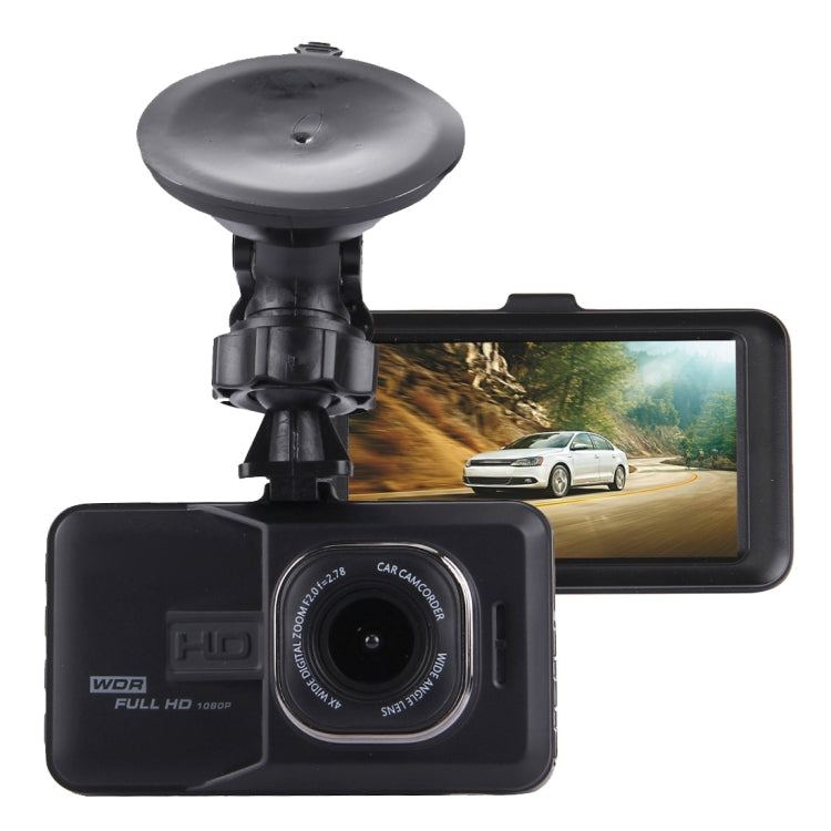 กล้อง DVR รถ 3.0 นิ้ว LCD HD 720P กล้อง 3.0MP มุมมองมุมกว้าง 170 องศา รองรับ Night Vision / Motion Detection / TF Card / HDMI / G-Sensor, 3.0 inch
