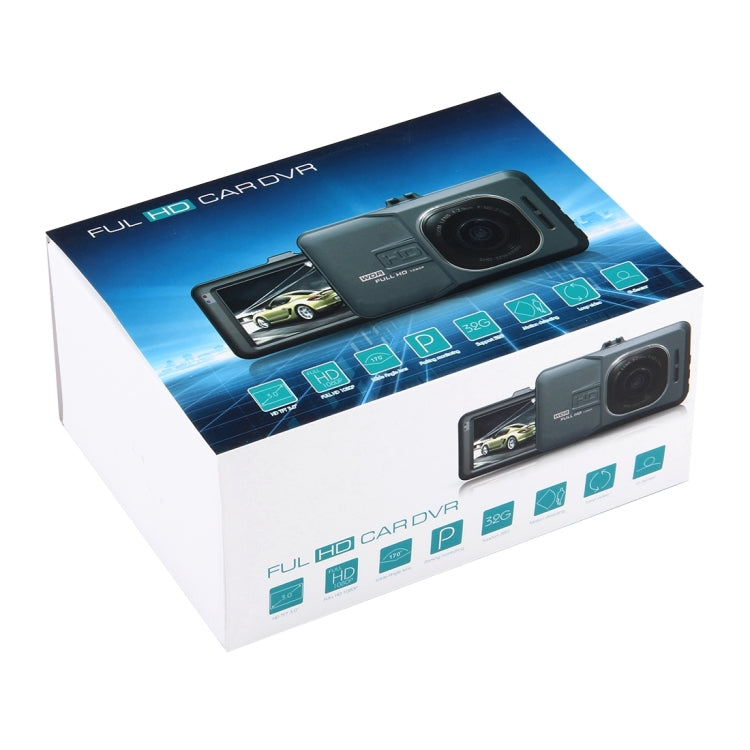 กล้อง DVR รถ 3.0 นิ้ว LCD HD 720P กล้อง 3.0MP มุมมองมุมกว้าง 170 องศา รองรับ Night Vision / Motion Detection / TF Card / HDMI / G-Sensor, 3.0 inch