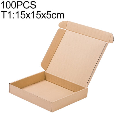 กล่องบรรจุภัณฑ์กระดาษคราฟท์ 100 ชิ้น ขนาด T1 15x15x5ซม, 15x15x5cm