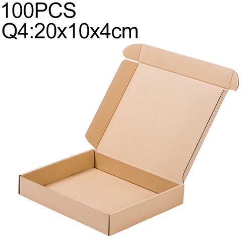 กล่องบรรจุภัณฑ์กระดาษคราฟท์ 100 ชิ้น ขนาด Q4 20x10x4ซม, 20x10x4cm