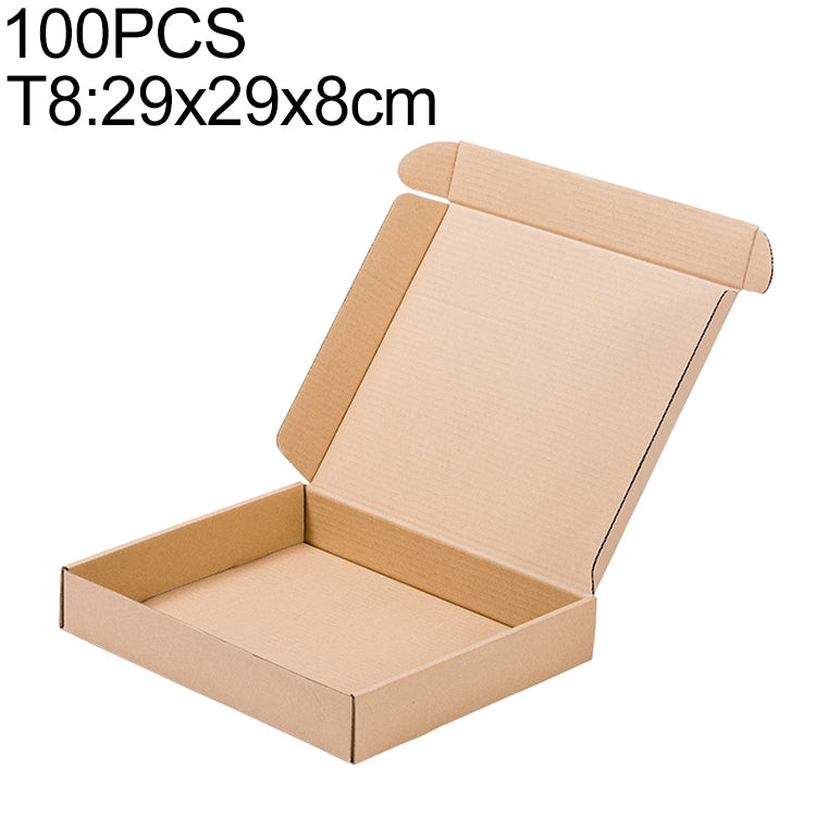 กล่องบรรจุภัณฑ์กระดาษคราฟท์ 100 ชิ้น ขนาด T8 29x29x8ซม, 29x29x8cm