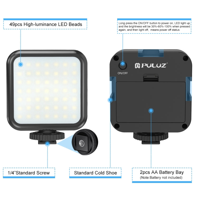 PULUZ U / C รูปร่างแบบพกพามือถือ DV ยึด S Tabilizer + LED เติมแสงชุดที่มีรองเท้าเย็นหัวขาตั้งกล้องสำหรับกล้อง SLR ทั้งหมดและกล้อง DV ในบ้าน, C-Shaped Bracket + Fill Light
