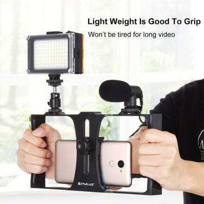 PULUZ 3 in 1 Vlogging ถ่ายทอดสด LED เซลฟี่ไลท์สมาร์ทโฟนชุดอุปกรณ์วิดีโอพร้อมไมโครโฟน + ขาตั้งกล้องแบบ Cold Shoe สำหรับ iPhone, Galaxy, Huawei, Xiaomi, HTC, LG, Google และสมาร์ทโฟนอื่น ๆ, 3-in-1, 3-in-1(Red), 3-in-1(US)