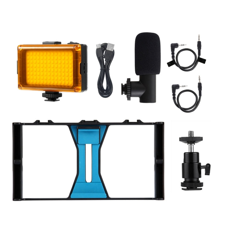 PULUZ 3 in 1 Vlogging ถ่ายทอดสด LED เซลฟี่ไลท์สมาร์ทโฟนชุดอุปกรณ์วิดีโอพร้อมไมโครโฟน + ขาตั้งกล้องแบบ Cold Shoe สำหรับ iPhone, Galaxy, Huawei, Xiaomi, HTC, LG, Google และสมาร์ทโฟนอื่น ๆ, 3-in-1, 3-in-1(Red), 3-in-1(US)