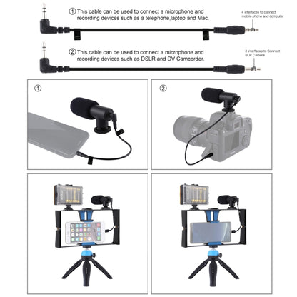 PULUZ 4 in 1 Vlogging ถ่ายทอดสด LED เซลฟี่ไลท์สมาร์ทโฟนชุดวิดีโอ Rig พร้อมไมโครโฟน + ขาตั้งกล้องสามขา + ขาตั้งกล้องรองเท้าเย็นสำหรับ iPhone, Galaxy, Huawei, Xiaomi, HTC, LG, Google และสมาร์ทโฟนอื่น ๆ, 4-in-1(Blue), 4 in 1, 4-in-1(US)