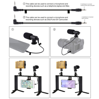 PULUZ 4 in 1 Vlogging ถ่ายทอดสด LED เซลฟีแสงสมาร์ทโฟนวิดีโอ Rig จับโคลงอลูมิเนียมยึดชุดพร้อมไมโครโฟน + เมาขาตั้งกล้อง + รองเท้าเย็นหัวขาตั้งกล้อง, Aluminum Bracket Kits