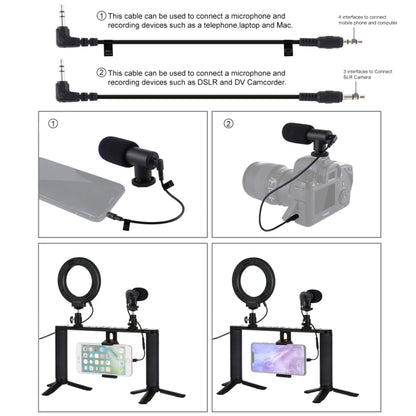 PULUZ 4 in 1 Vlogging ถ่ายทอดสด 4.7 นิ้ว 12 ซม. แหวน LED เซลฟีแสงสมาร์ทโฟนวิดีโอ Rig จับโคลงอลูมิเนียมยึดชุดพร้อมไมโครโฟน เมาขาตั้งกล้อง รองเท้าเย็นหัวขาตั้งกล้อง, Ring LED Aluminum Bracket Kits