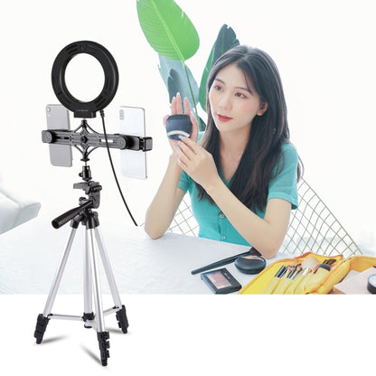 PULUZ เมาขาตั้งกล้อง ถ่ายทอดสดวงเล็บโทรศัพท์คู่ 6.2 นิ้ว 16 ซม. LED แหวนวิดีโอบล็อกชุดไฟวิดีโอ, 3 in 1