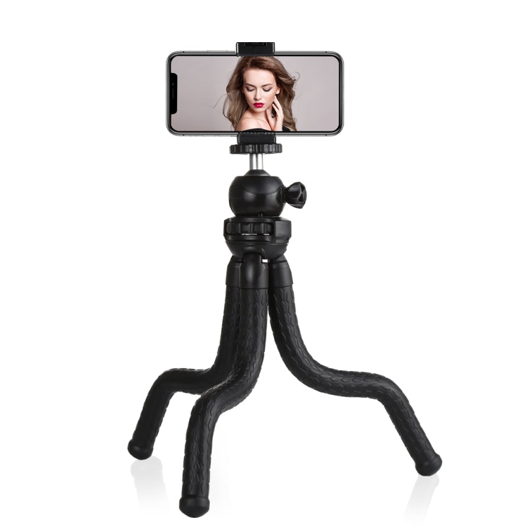 PULUZ Mini Octopus ที่ยึดขาตั้งกล้องแบบยืดหยุ่นพร้อมหัวบอลและที่หนีบโทรศัพท์ + อะแดปเตอร์เมาท์ขาตั้งกล้องและสกรูยาวสำหรับกล้อง SLR, GoPro, โทรศัพท์มือถือ, ขนาด: 30 ซม. x 5 ซม., 30cm Tripod + Phone Clamp