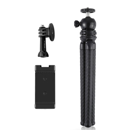 PULUZ Mini Octopus ที่ยึดขาตั้งกล้องแบบยืดหยุ่นพร้อมหัวบอลและที่หนีบโทรศัพท์ + อะแดปเตอร์เมาท์ขาตั้งกล้องและสกรูยาวสำหรับกล้อง SLR, GoPro, โทรศัพท์มือถือ, ขนาด: 30 ซม. x 5 ซม., 30cm Tripod + Phone Clamp