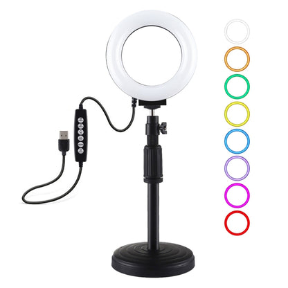 PULUZ 4.7 นิ้ว 12 ซม. พื้นผิวโค้งแหวนแสง + ฐานกลมสก์ท็อปเมา USB 10 โหมด 8 สี RGBW หรี่แสงได้ LED แหวนเซลฟีความงามวิดีโอบล็อกการถ่ายภาพไฟวิดีโอที่มีรองเท้าเย็นขาตั้งกล้องหัวบอล, 4.7 inch RGBW+Desktop Mount