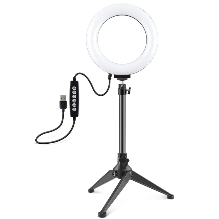 PULUZ 6.2 นิ้ว 16 ซม. USB 10 โหมด 8 สี RGBW หรี่แสงได้ LED แหวนวิดีโอบล็อกการถ่ายภาพไฟวิดีโอ + สก์ท็อปเมาขาตั้งกล้องที่มีรองเท้าเย็นขาตั้งกล้องหัวบอล, 6.2 inch RGBW+Tripod Mount