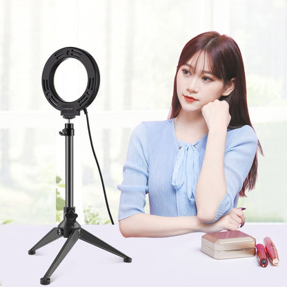 PULUZ 4.7 นิ้ว 12 ซม. USB 10 โหมด 8 สี RGBW หรี่แสงได้ LED แหวนวิดีโอบล็อกการถ่ายภาพไฟวิดีโอ + สก์ท็อปเมาขาตั้งกล้องที่มีรองเท้าเย็นขาตั้งกล้องหัวบอล, 4.7 inch RGBW+Tripod Mount