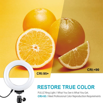 PULUZ 4.7 นิ้ว 12 ซม. USB 10 โหมด 8 สี RGBW หรี่แสงได้ LED แหวนวิดีโอบล็อกการถ่ายภาพไฟวิดีโอ + สก์ท็อปเมาขาตั้งกล้องที่มีรองเท้าเย็นขาตั้งกล้องหัวบอล, 4.7 inch RGBW+Tripod Mount