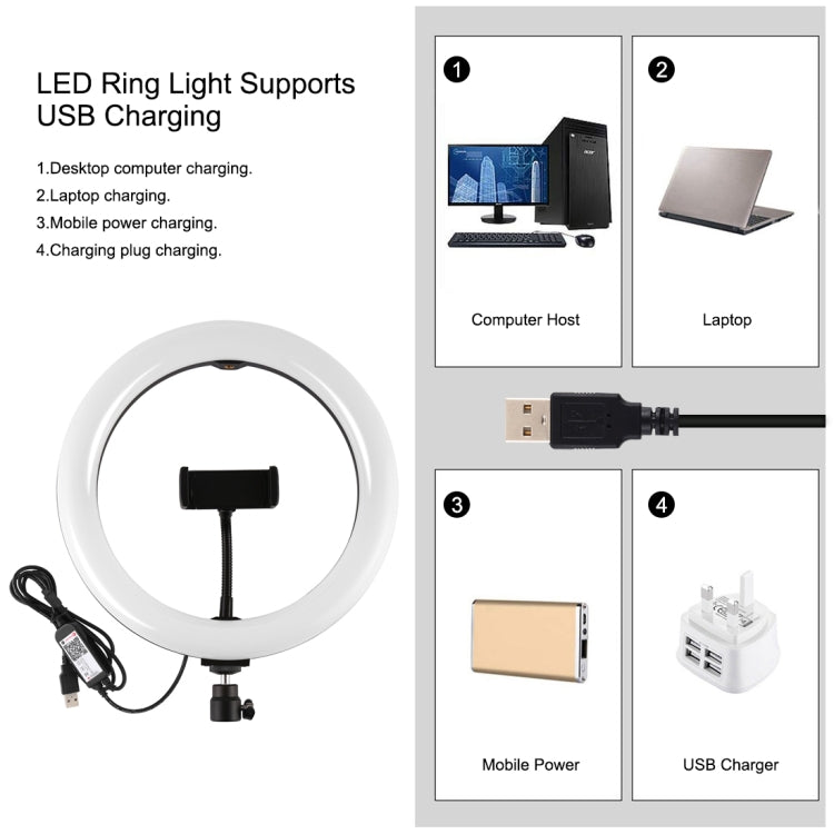 PULUZ 10.2 นิ้ว 26 ซม. RGBW แสง + 1.65m เมาขาตั้งกล้องพื้นผิวโค้ง USB RGBW หรี่แสงได้ LED แหวนวิดีโอบล็อกไฟวิดีโอชุดถ่ายทอดสดพร้อมรองเท้าเย็นขาตั้งกล้องหัวบอลและหนีบโทรศัพท์และการควบคุมระยะไกล, 10.2 inch RGBW+1.65m Tripod