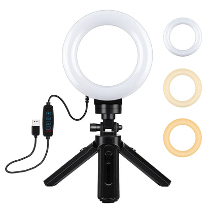 PULUZ 4.7 นิ้ว 12 ซม. USB 3 โหมดหรี่แสงได้ LED แหวนวิดีโอบล็อกการถ่ายภาพไฟวิดีโอ + กระเป๋าชุดติดตั้งขาตั้งกล้องพร้อมรองเท้าเย็นขาตั้งกล้องหัวบอล, 4.7 inch Light+Pocket Tripod
