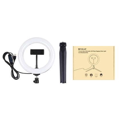 PULUZ 7.9 นิ้วแสง 20 ซม. + สก์ท็อปเมาขาตั้งกล้อง USB 3 โหมดหรี่แสงได้อุณหภูมิสีคู่ LED โค้งแสงแหวนวิดีโอบล็อกเซลฟีความงามการถ่ายภาพไฟวิดีโอพร้อมแคลมป์โทรศัพท์, 7.9 inch+Tripod