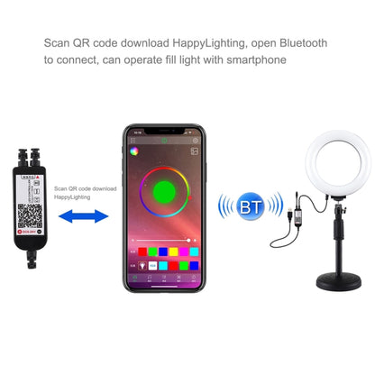 PULUZ 6.2 นิ้ว 16 ซม. RGBW แสง + ฐานกลมที่วางสก์ท็อป USB หรี่แสงได้ LED แหวนวิดีโอบล็อกการถ่ายภาพไฟวิดีโอด้วยรองเท้าเย็นขาตั้งกล้องหัวบอลและการควบคุมระยะไกล, Desktop Mount + 6.2 inch RGBW / Remote