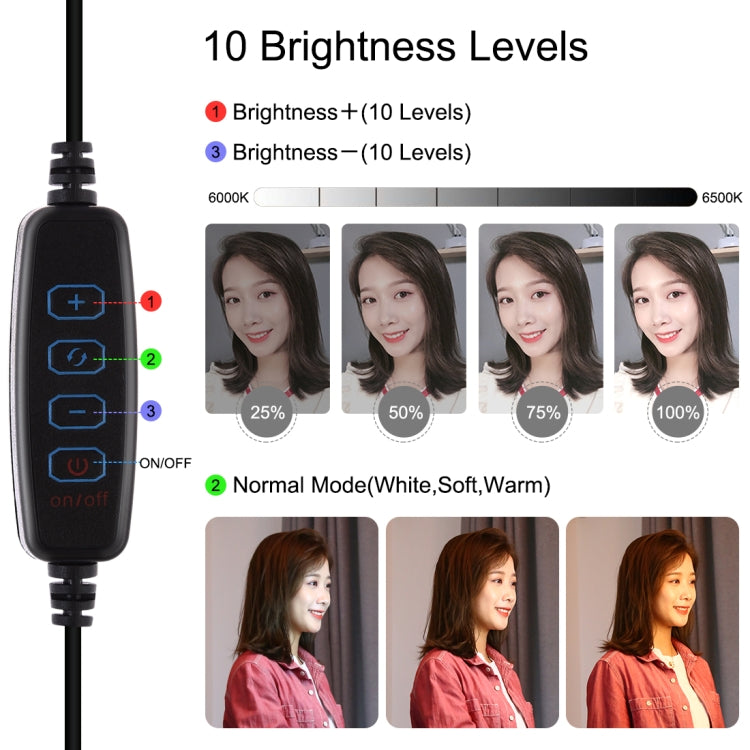 PULUZ 7.9 นิ้ว 20 ซม. กระจกเงา + ฐานกลมสก์ท็อปเมา 3 โหมดหรี่แสงได้อุณหภูมิสีคู่ LED โค้งแสงแหวนวิดีโอบล็อกเซลฟีการถ่ายภาพไฟวิดีโอพร้อมแคลมป์โทรศัพท์, 7.9 inch+Desktop Mount+Mirror