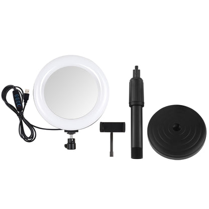 PULUZ 7.9 นิ้ว 20 ซม. กระจกเงา + ฐานกลมสก์ท็อปเมา 3 โหมดหรี่แสงได้อุณหภูมิสีคู่ LED โค้งแสงแหวนวิดีโอบล็อกเซลฟีการถ่ายภาพไฟวิดีโอพร้อมแคลมป์โทรศัพท์, 7.9 inch+Desktop Mount+Mirror