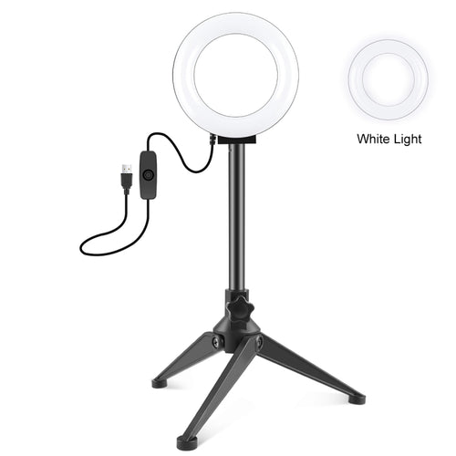 PULUZ 4.7 นิ้ว 12 ซม. ไฟวงแหวน + ขาตั้งกล้องตั้งโต๊ะเซลฟี่สติ๊กเมา USB แสงสีขาว LED แหวนเซลฟี่ความงามวิดีโอบล็อกการถ่ายภาพชุดไฟวิดีโอ
