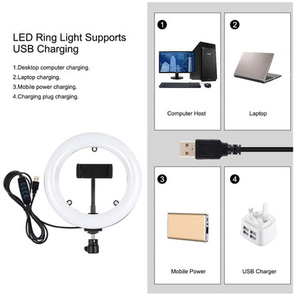 PULUZ 7.9 นิ้ว 20 ซม. กระจกเงา + 1.1 ม. ขาตั้งกล้อง USB 3 โหมดหรี่แสงได้อุณหภูมิสีคู่ LED แหวนไฟโค้งวิดีโอบล็อกเซลฟีการถ่ายภาพไฟวิดีโอพร้อมกระจกและที่หนีบโทรศัพท์, 7.9 inch Mirror Light + 1.1m Mount
