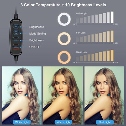 PULUZ 4.7 นิ้ว 12 ซม. แหวนแสงแนวนอนคู่โทรศัพท์วงเล็บสก์ท็อปที่ใส่ชุดไฟวิดีโอ, 4.7 inch Horizontal Brackets Desktop Mount