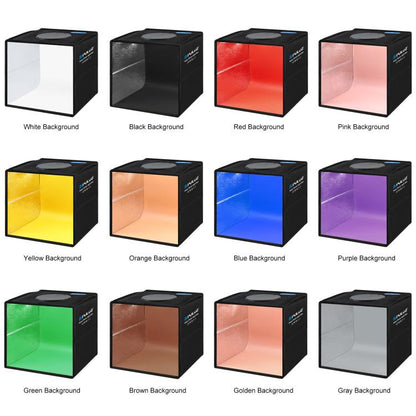 PULUZ 25 ซม.พับแบบพกพาสูง CRI แหวน LED ภาพแสงสตูดิโอเต็นท์กล่อง + Shadowless โคมไฟแผง Pad 12 สีฉากหลังขนาด: 25 ซม.x 25 ซม.x 25 ซม., 25cm High CRI Box + Shadowless Light