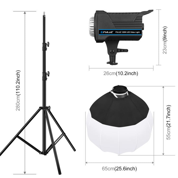 PULUZ 220V 150W 3200K-5600K สตูดิโอวิดีโอ + 2.8m Light Holder + 65 ซม.โคมไฟพับได้ Softbox ชุดถ่ายภาพ, 120W 2700K-6500K Light 2.8m Light Holder Kit EU Plug, 120W 2700K-6500K Light 2.8m Light Holder Kit UK Plug                                            ...