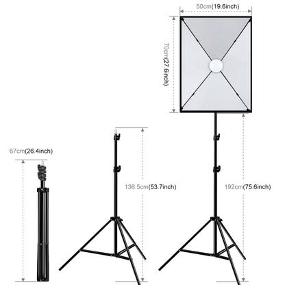 PULUZ Softbox Lighting Kit 2 ชิ้น 50x70 เซนติเมตร Professional Photo Studio การถ่ายภาพอุปกรณ์แสง 2 x E27 ซ็อกเก็ตหลอดไฟชุดถ่ายภาพ, 2 PCS Single Bulb EU Plug, 2 PCS Single Bulb US Plug
