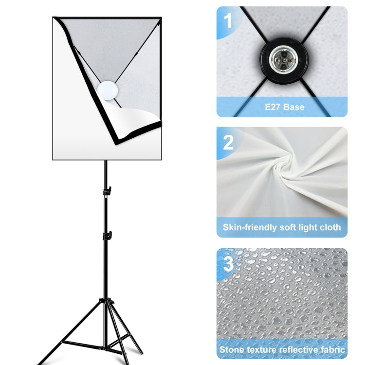 PULUZ Softbox Lighting Kit 2 ชิ้น 50x70 เซนติเมตร Professional Photo Studio การถ่ายภาพอุปกรณ์แสง 2 x E27 ซ็อกเก็ตหลอดไฟชุดถ่ายภาพ, 2 PCS Single Bulb EU Plug, 2 PCS Single Bulb US Plug