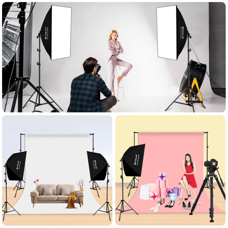 PULUZ Softbox Lighting Kit 2 ชิ้น 50x70 เซนติเมตร Professional Photo Studio การถ่ายภาพอุปกรณ์แสง 2 x E27 ซ็อกเก็ตหลอดไฟชุดถ่ายภาพ, 2 PCS Single Bulb EU Plug, 2 PCS Single Bulb US Plug
