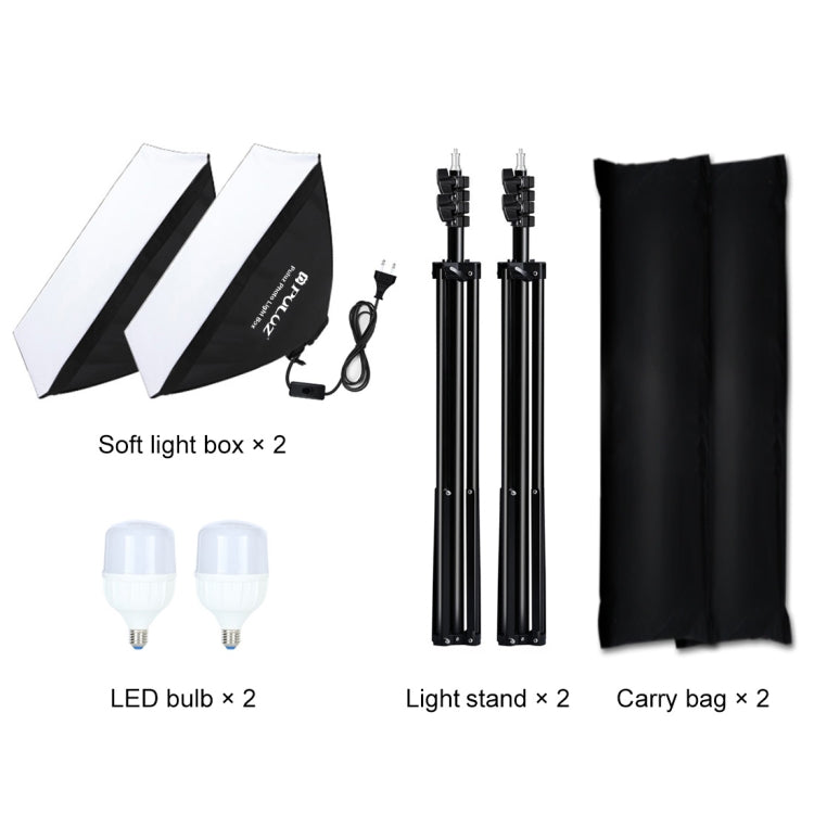 PULUZ Softbox Lighting Kit 2 ชิ้น 50x70 เซนติเมตร Professional Photo Studio การถ่ายภาพอุปกรณ์แสง 2 x E27 ซ็อกเก็ตหลอดไฟชุดถ่ายภาพ, 2 PCS Single Bulb EU Plug, 2 PCS Single Bulb US Plug