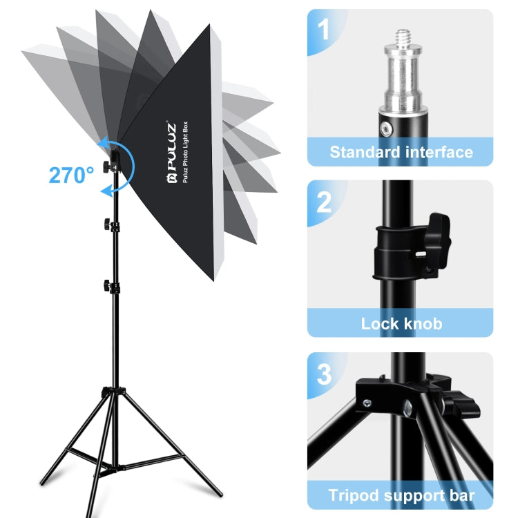 PULUZ Softbox Lighting Kit 2 ชิ้น 50x70 เซนติเมตรสตูดิโอถ่ายมืออาชีพอุปกรณ์แสงการถ่ายภาพที่มี 8 x E27 20 วัตต์ E27 ซ็อกเก็ตหลอดไฟชุดไฟถ่ายภาพสำหรับการถ่ายทำถ่ายภาพบุคคล / การถ่ายภาพโฆษณาแฟชั่น, 2 PCS 4 x Bulb Kit EU Plug, 2 PCS 4 x Bulb Kit US Plug