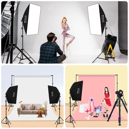 PULUZ Softbox Lighting Kit 2 ชิ้น 50x70 เซนติเมตรสตูดิโอถ่ายมืออาชีพอุปกรณ์แสงการถ่ายภาพที่มี 8 x E27 20 วัตต์ E27 ซ็อกเก็ตหลอดไฟชุดไฟถ่ายภาพสำหรับการถ่ายทำถ่ายภาพบุคคล / การถ่ายภาพโฆษณาแฟชั่น, 2 PCS 4 x Bulb Kit EU Plug, 2 PCS 4 x Bulb Kit US Plug
