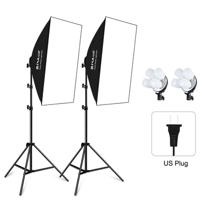 PULUZ Softbox Lighting Kit 2 ชิ้น 50x70 เซนติเมตรสตูดิโอถ่ายมืออาชีพอุปกรณ์แสงการถ่ายภาพที่มี 8 x E27 20 วัตต์ E27 ซ็อกเก็ตหลอดไฟชุดไฟถ่ายภาพสำหรับการถ่ายทำถ่ายภาพบุคคล / การถ่ายภาพโฆษณาแฟชั่น, 2 PCS 4 x Bulb Kit EU Plug, 2 PCS 4 x Bulb Kit US Plug