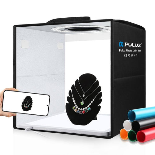 PULUZ 30 ซม.พับแหวนแสงภาพสตูดิโอถ่ายภาพเต็นท์กล่อง Shadowless Light PANEL, 30cm Box + Shadowless Light