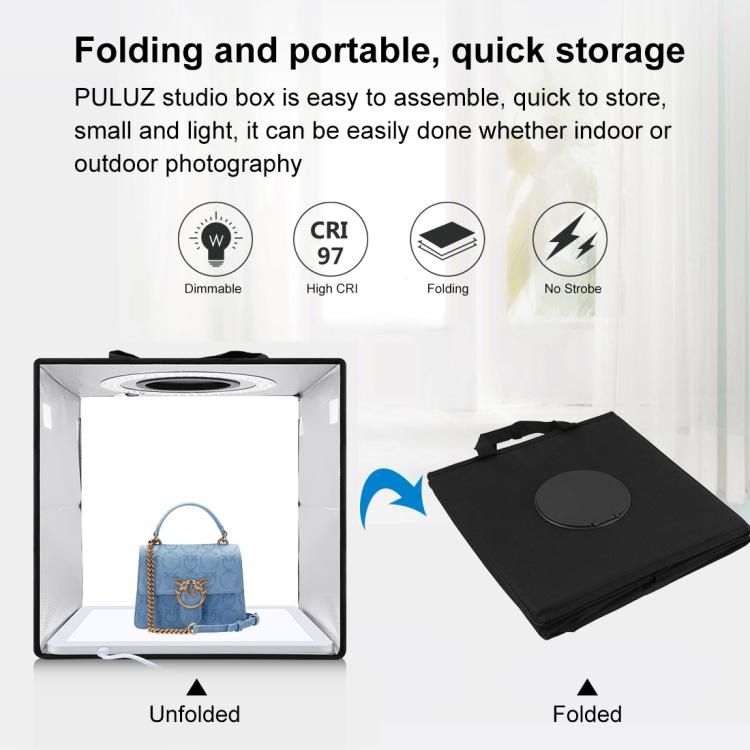 PULUZ 30 ซม.พับแหวนแสงภาพสตูดิโอถ่ายภาพเต็นท์กล่อง Shadowless Light PANEL, 30cm Box + Shadowless Light